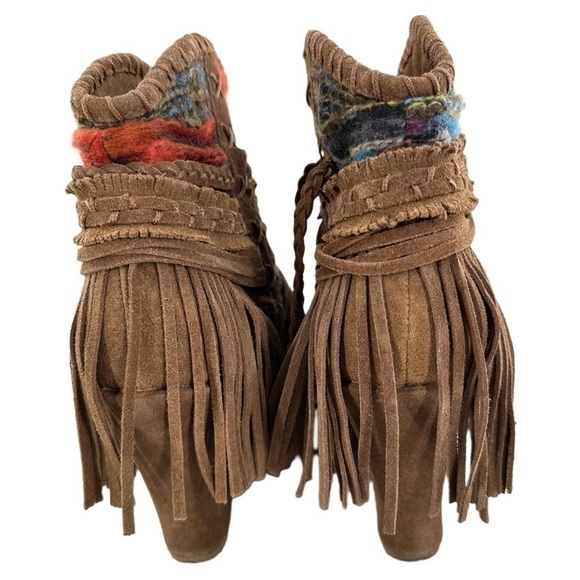 Naughty monkey trixie ankle booties 10 brown suede boho tribal western boots - Picture 3 of 15